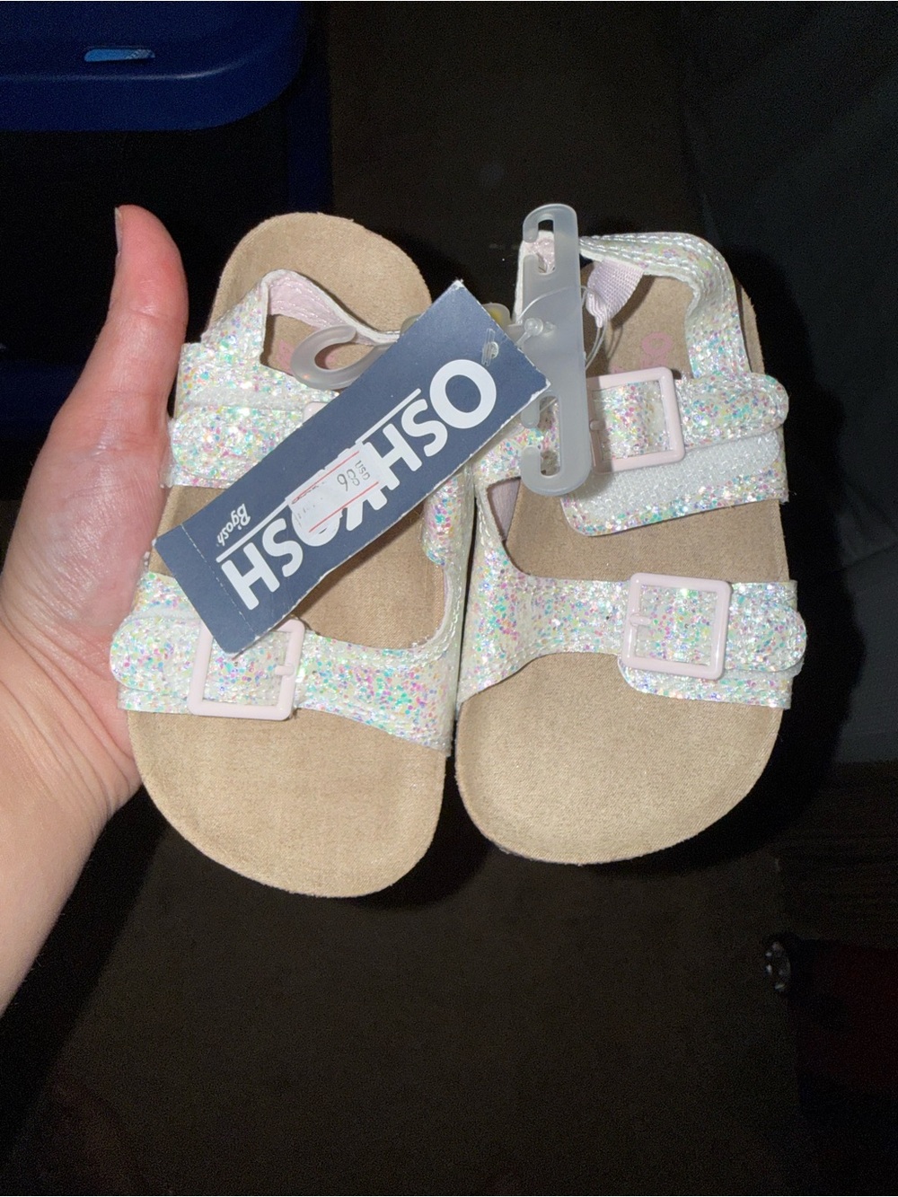 OshKosh B'gosh Iridescent Glitter Strap Kids Sandals - Pink Accents